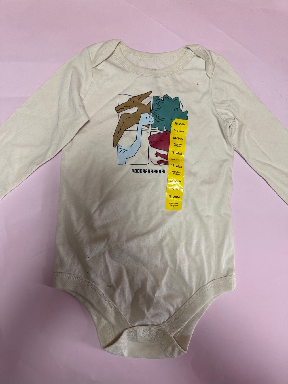 George White long sleeve bodysuit dinosaur baby In Size 18-24M NWT
